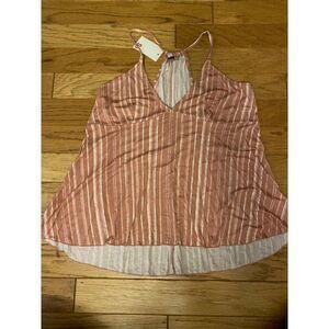 NWT SO, women's pink striped v-neck sleeveless racerback blouse size XL